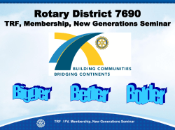 Global Grants TRF ,/ FV, Membership, New Generations Seminar