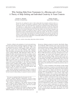 Why Seeking Help From Teammates Is a Blessing and a Curse: A