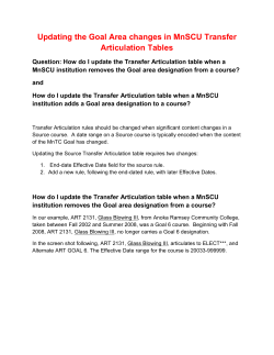 Updating the Goal Area changes in MnSCU Transfer