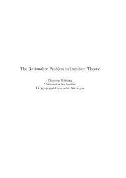 The Rationality Problem in Invariant Theory - math.uni