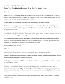 State Tax Credits Let Donors Give Big for Much Less