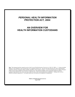An Overview for Health Information Custodians