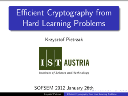 Efficient Cryptography from Hard Learning Problems