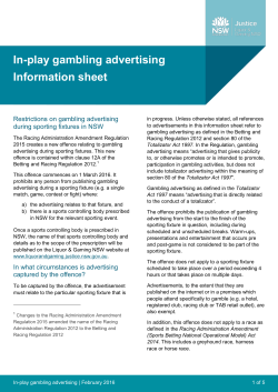 In-play Gambling Advertising Information Sheet