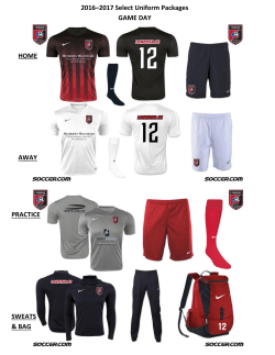 2016&ndash;2017 Select Uniform Packages GAME DAY HOME AWAY