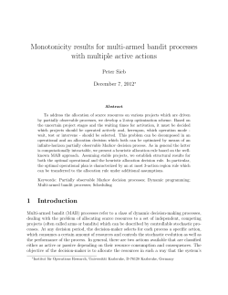 Monotonicity results for multi-armed bandit processes - KIT