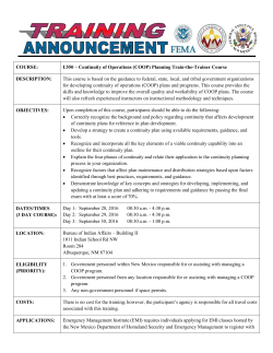 FEMA Course Announcement