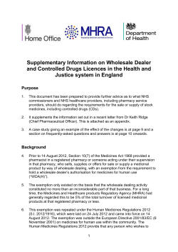 MHRA Wholesale Dealer licences