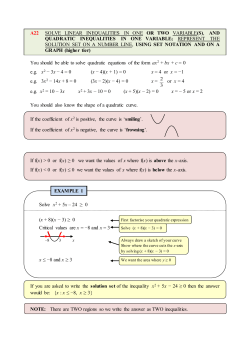 A22 SOLVE LINEAR INEQUALITIES IN ONE OR TWO VARIABLE(S