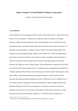 Hope or Despair? Formal Models of Climate Cooperation - UiO