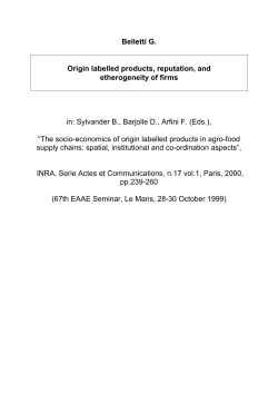 Belletti G. Origin labelled products, reputation, and etherogeneity of