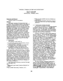 TOWARD A THEORY OF TEST DATA SELECTION John B