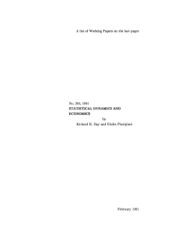 A list of Working Papers on the last pages STATISTICAL DYNAMICS