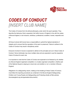 Codes of Conducts for Clubs
