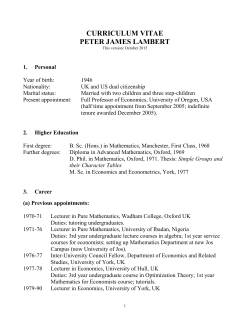 curriculum vitae - University of Oregon