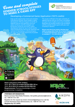 SUMMER SCHOOL STUDIES TO MAKE A GAME APP