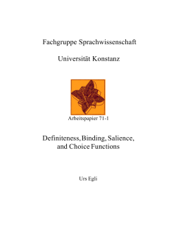 Fachgruppe Sprachwissenschaft Universit&auml;t Konstanz Definiteness