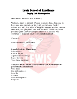 Lewis School of Excellence Supply List: Kindergarten