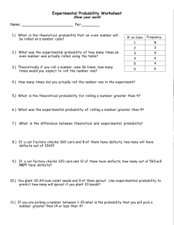 Experimental Probability Worksheet