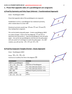 4. Prove that diagonals are congruent in a rectangle. a) Proof by