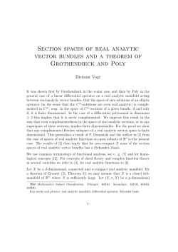 Section spaces of real analytic vector bundles and a theorem of