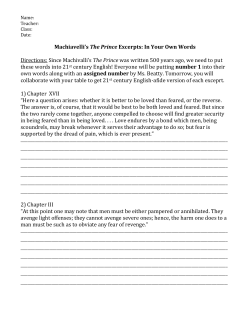 Machiavelli`s The Prince Excerpts: In Your Own