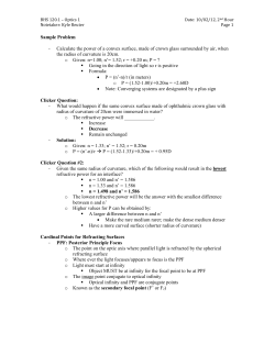BHS 120.1 &ndash; Optics 1 Date: 10/02/12, 2nd Hour Notetaker: Kyle