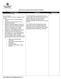 CHIP Perinatal Schedule of Benefits