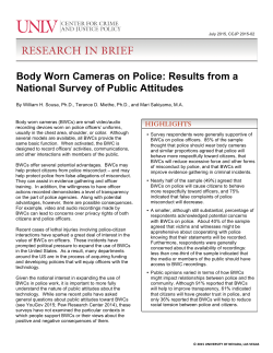 Body Worn Cameras on Police: Results from a National Survey of