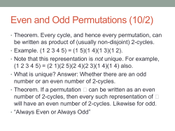 Even and Odd Permutations (10/2)