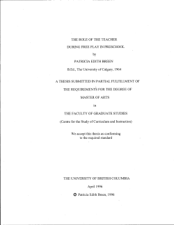 THE ROLE OF THE TEACHER DURING FREE PLAY IN