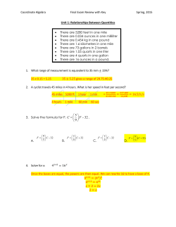 Coordinate Algebra Final Exam Review with Key Spring, 2015 Unit