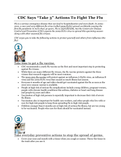 CDC Says &ldquo;Take 3&rdquo; Actions To Fight The Flu