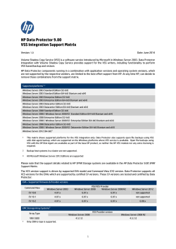 HP Data Protector 9.00 VSS Support Matrix