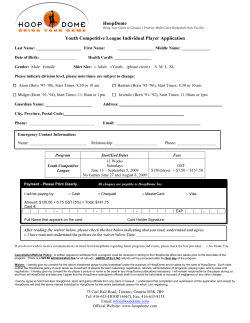 HoopDome Youth Competitive League Individual Player Application