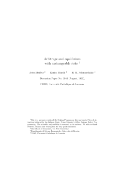 Arbitrage and equilibrium with exchangeable risks 1