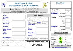 2017 Winter Season Nomination Form