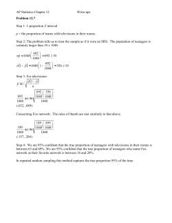 AP Statistics Chapter 12 Write-ups Problem 12.7 Step 1: 1