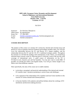 European Union &ndash; Dynamics and Development