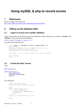 Setting up your mySQL scores table