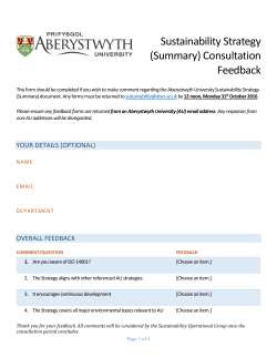 Draft Aberystwyth University Sustainability Strategy Summary