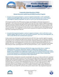 (FAQs) Alaska Electronic Health Record (EHR) Incentive Program