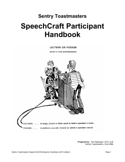 Sentry SpeechCraft Participant Handbook, 2013 edition