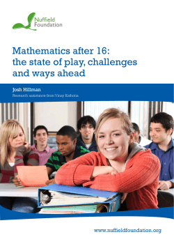 Mathematics after 16: the state of play, challenges and ways ahead
