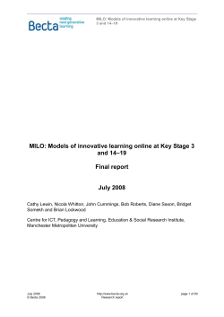 MILO: Models of innovative learning online at Key Stage 3 and 14&ndash;19