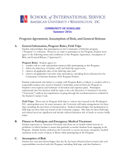 Program Agreement, Assumption of Risk, and General Release