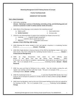 Marketing Management End OF Pathway Review of Concepts
