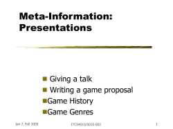 How to Give a Talk, Game Proposals, Genres