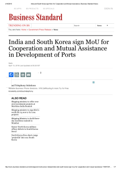 India and South Korea sign MoU for Cooperation and Mutual