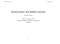 Brody lemma and Ahlfors currents